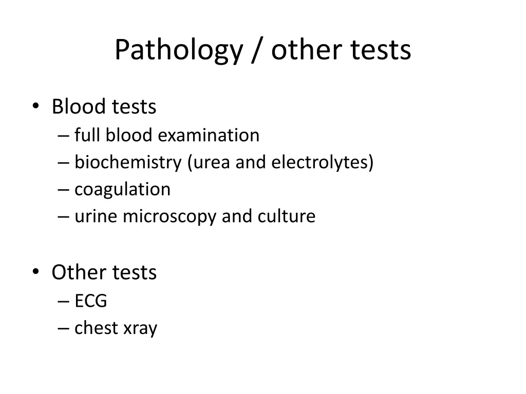pathology other tests