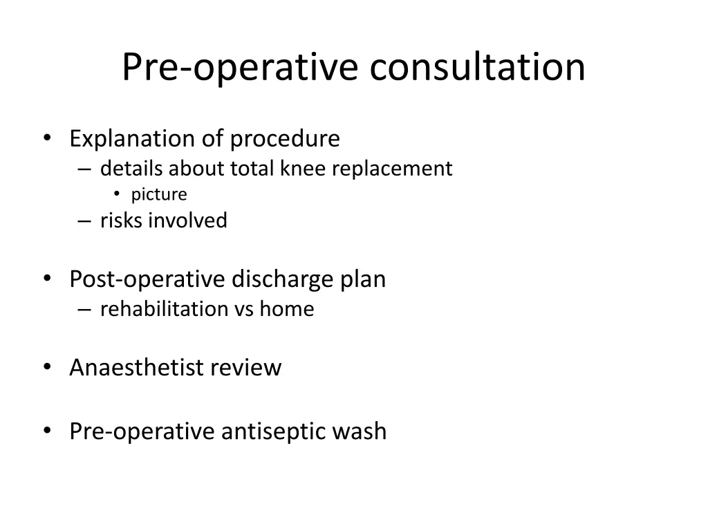 pre operative consultation