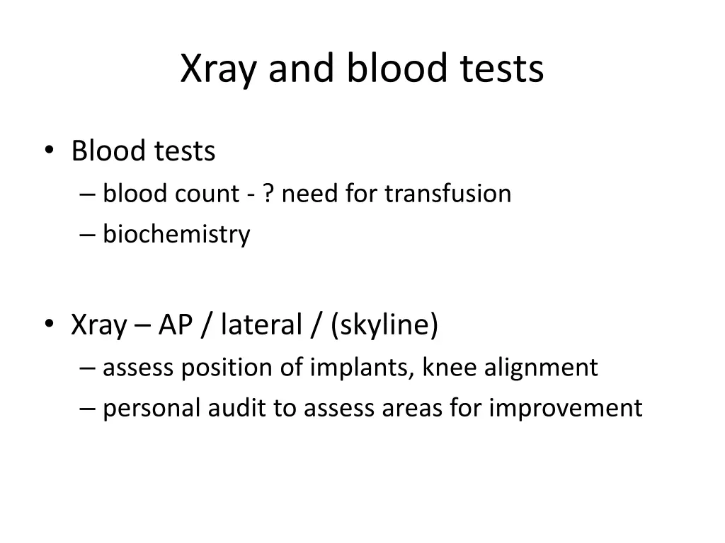 xray and blood tests