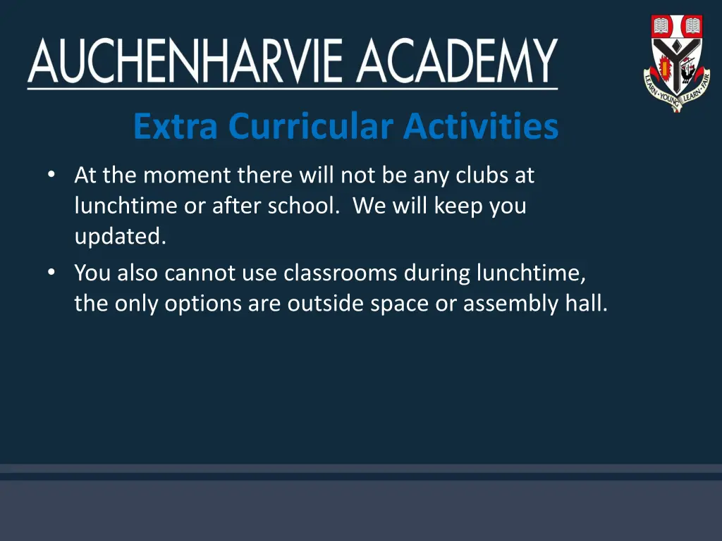 extra curricular activities at the moment there