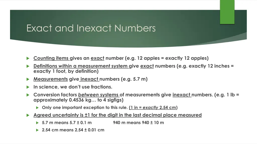 exact and inexact numbers