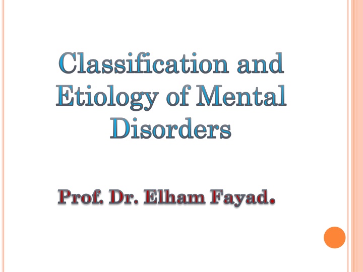 classification and etiology of mental disorders