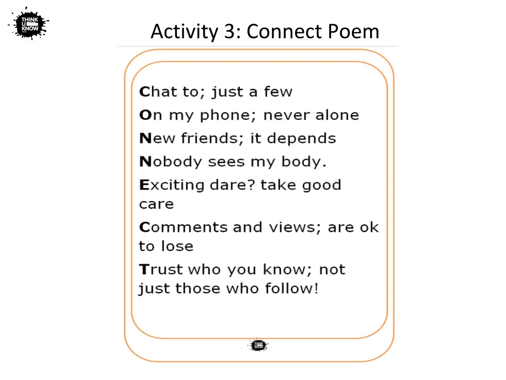 activity 3 connect poem