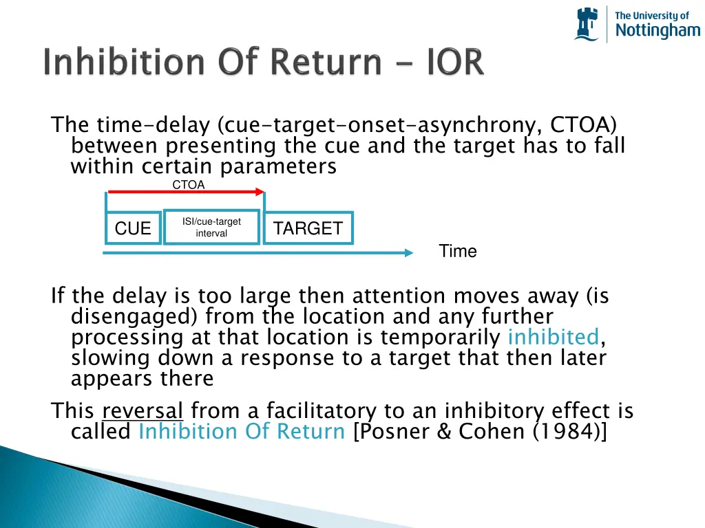 the time delay cue target onset asynchrony ctoa