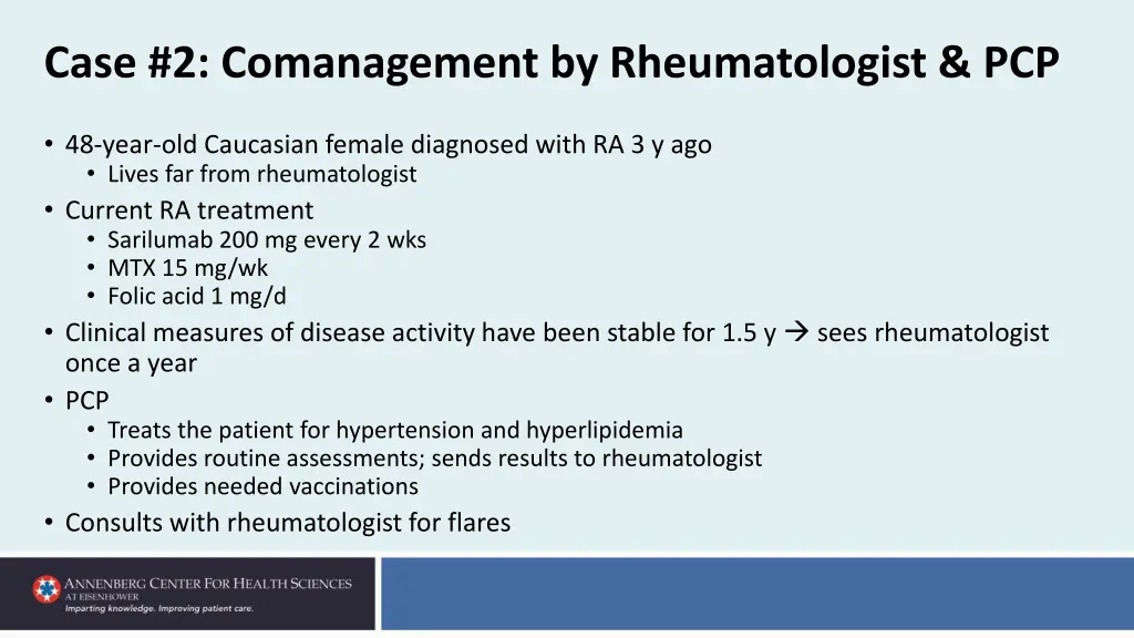 case 2 comanagement by rheumatologist pcp
