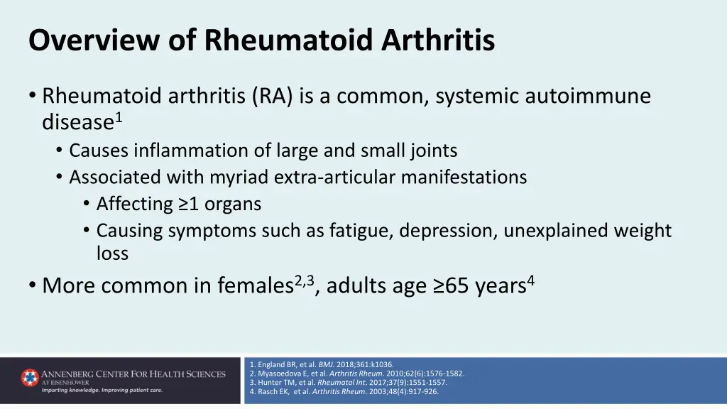 overview of rheumatoid arthritis