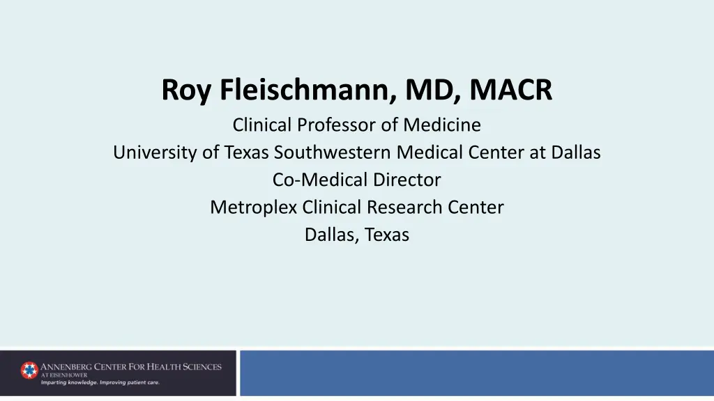 roy fleischmann md macr clinical professor