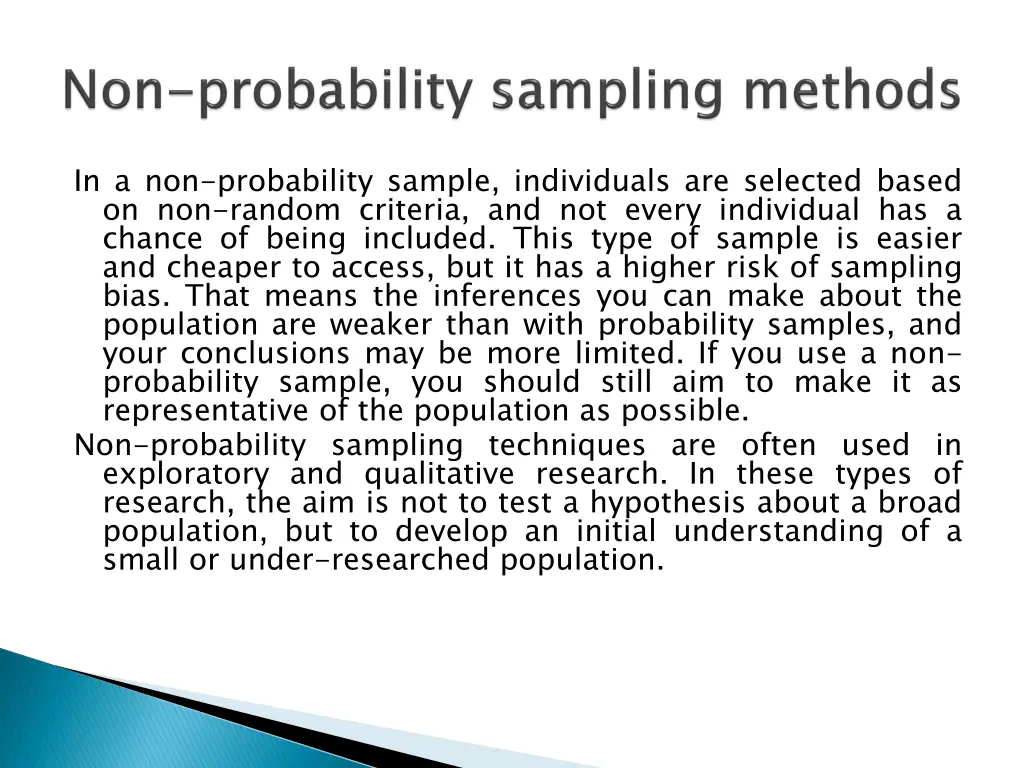 in a non probability sample individuals