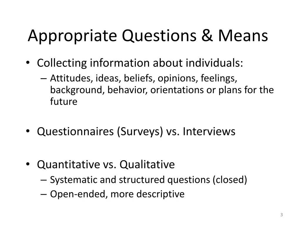 appropriate questions means