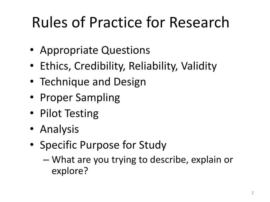 rules of practice for research
