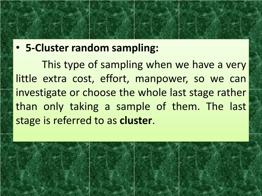5 cluster random sampling this type of sampling