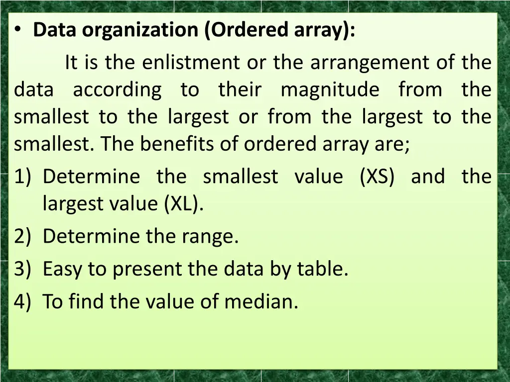 data organization ordered array