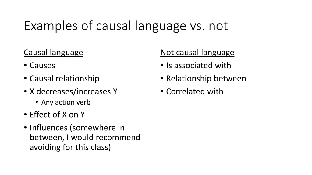 examples of causal language vs not
