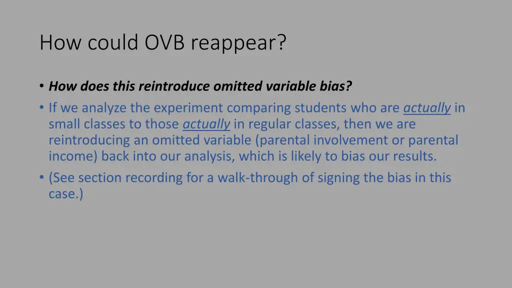 how could ovb reappear 1
