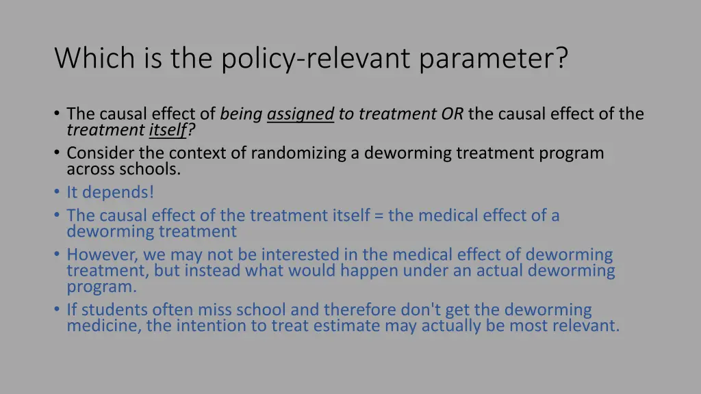 which is the policy relevant parameter 1