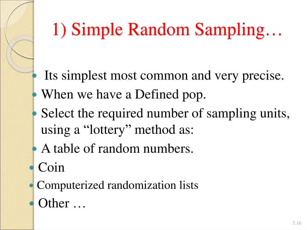 1 simple random sampling