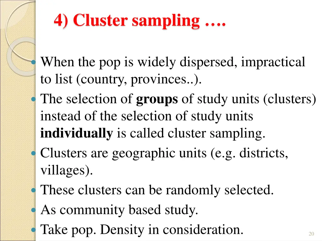 4 cluster sampling