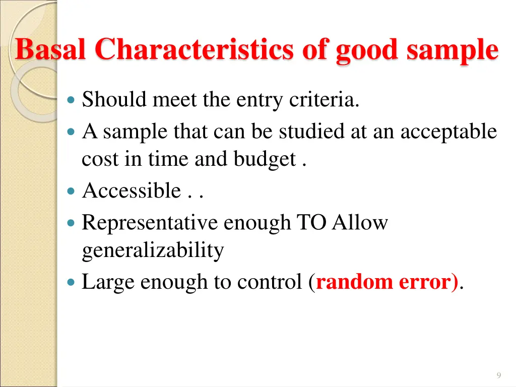 basal characteristics of good sample