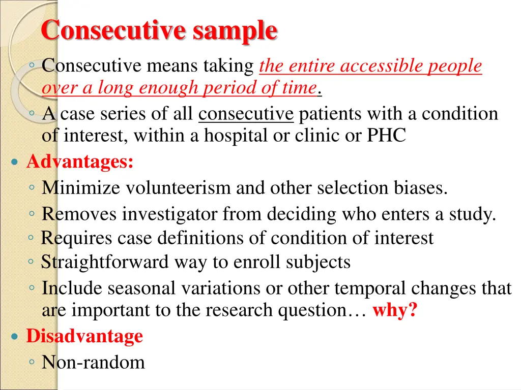 consecutive sample consecutive means taking