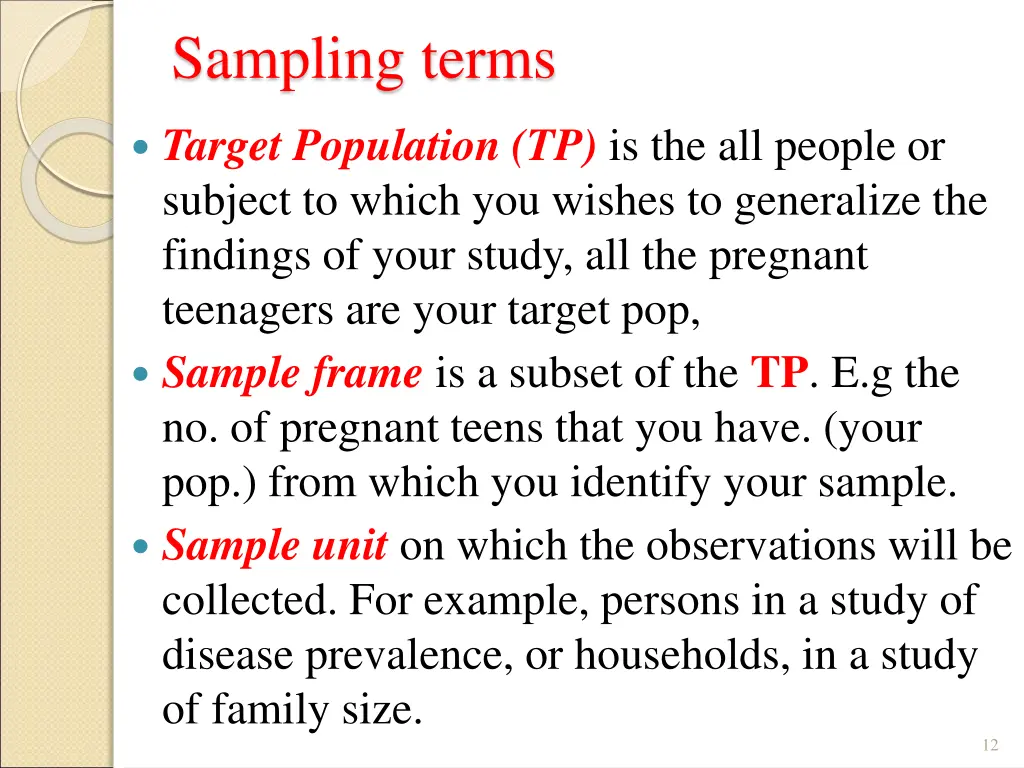 sampling terms