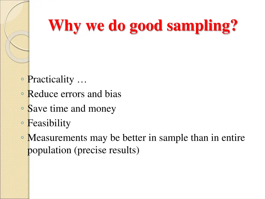 why we do good sampling