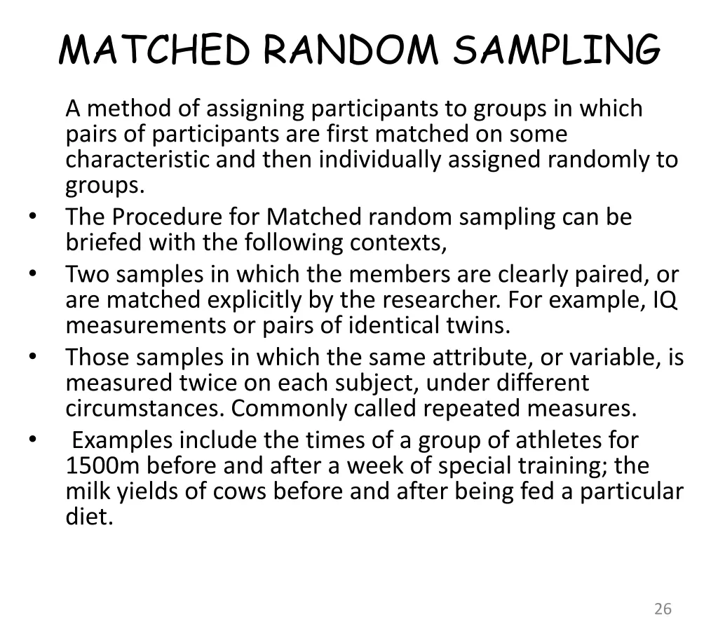 matched random sampling
