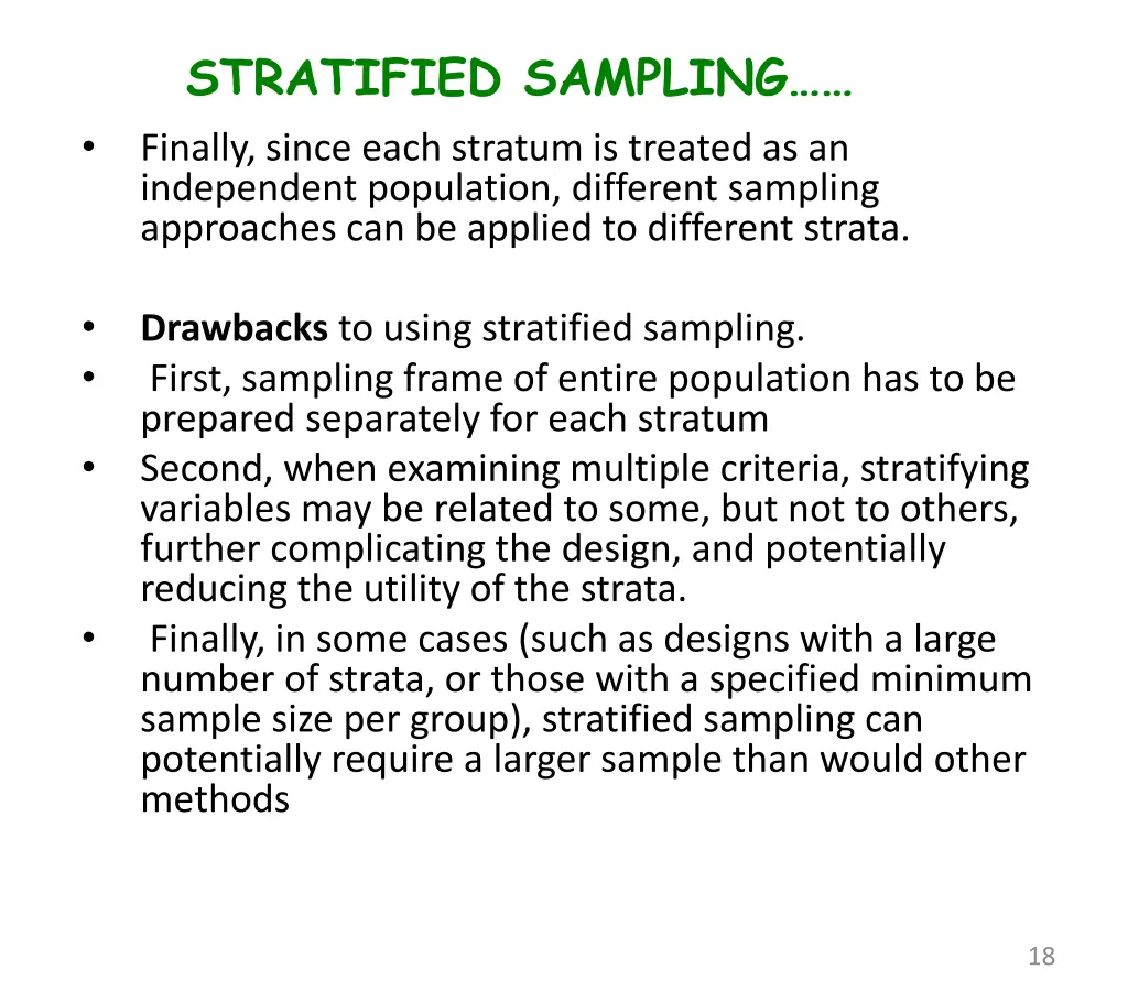 stratified sampling finally since each stratum