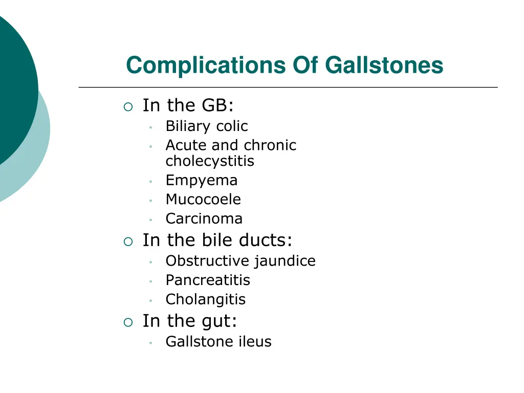 complications of gallstones