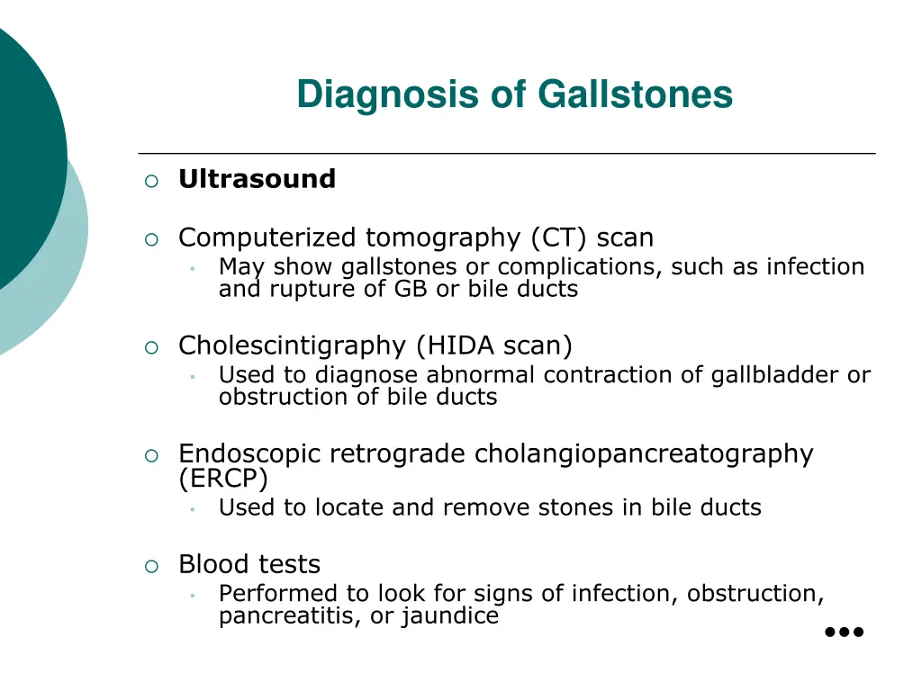 diagnosis of gallstones