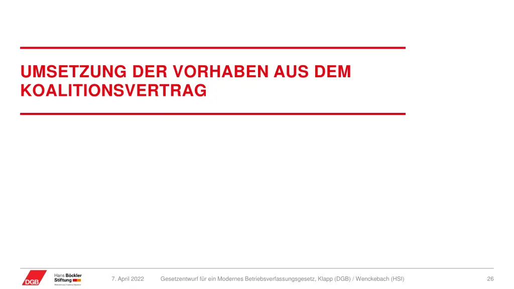 umsetzung der vorhaben aus dem koalitionsvertrag