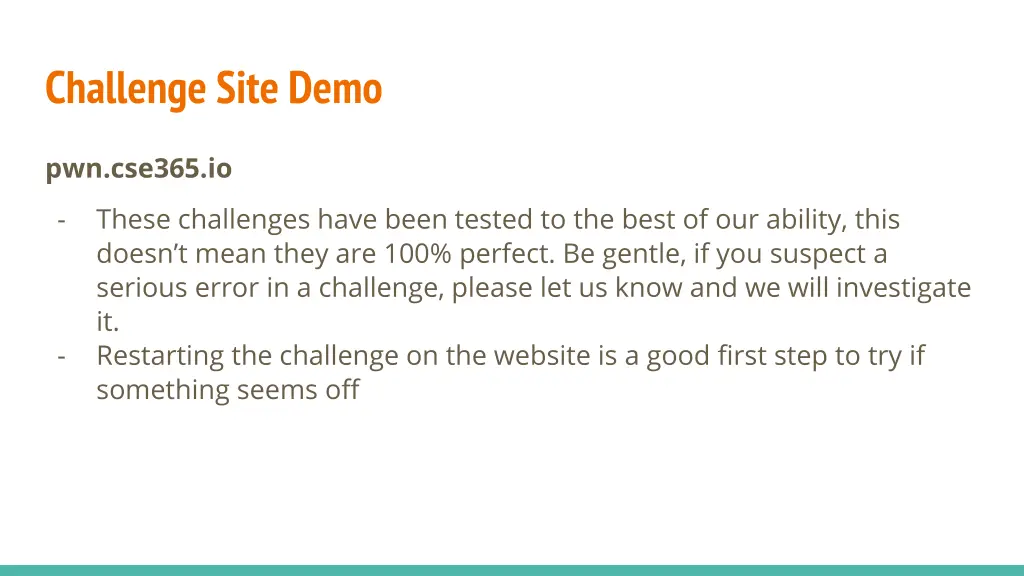challenge site demo