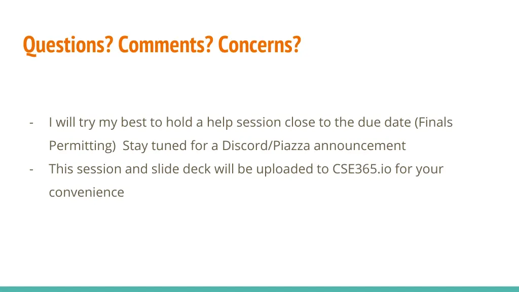 questions comments concerns