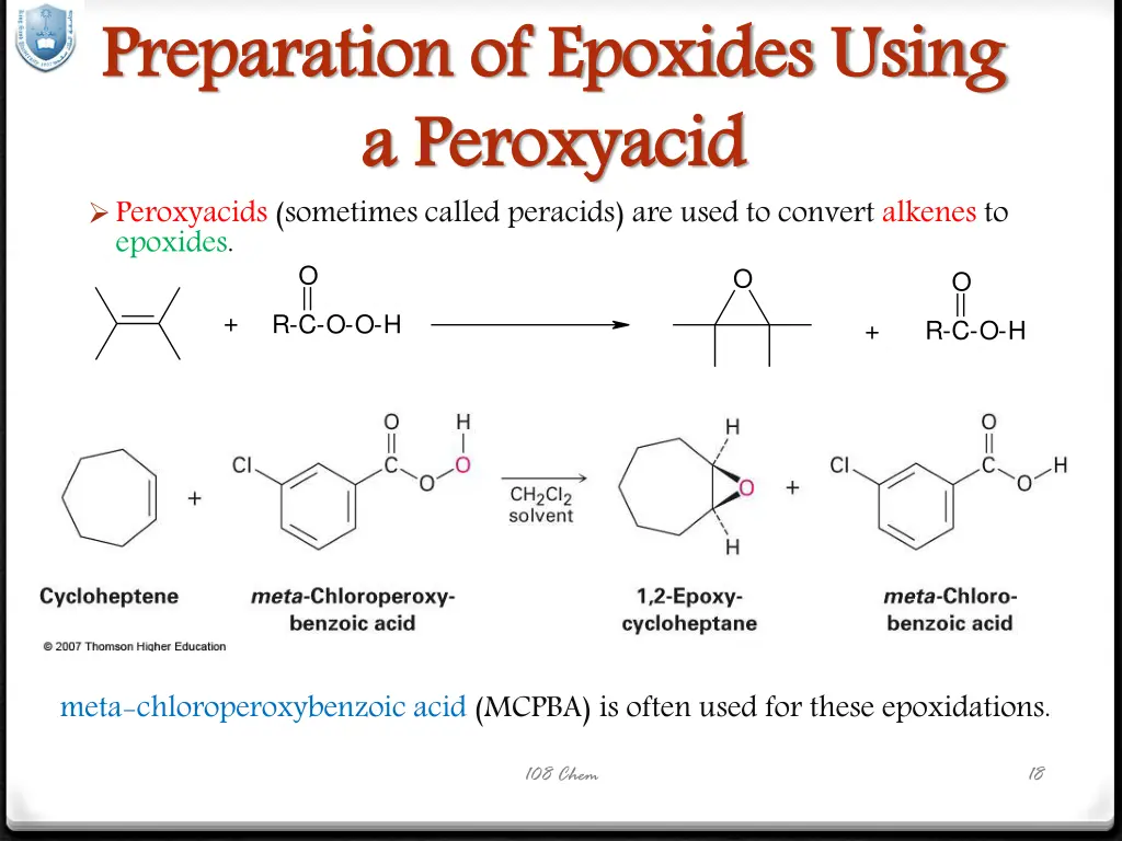 preparation of epoxides using a a peroxyacid