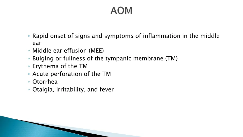 rapid onset of signs and symptoms of inflammation