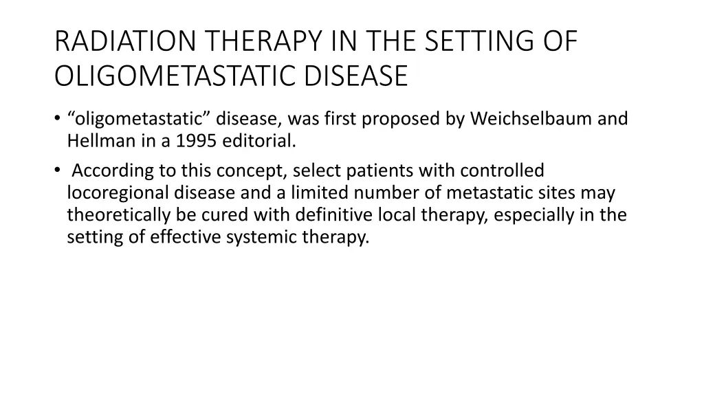 radiation therapy in the setting