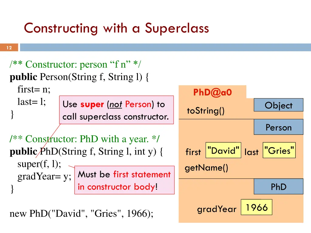 constructing with a superclass