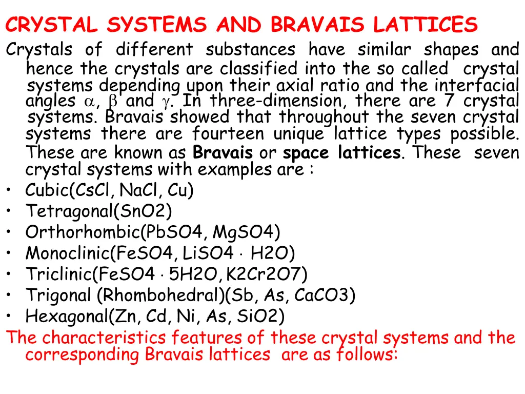 crystal systems and bravais lattices crystals