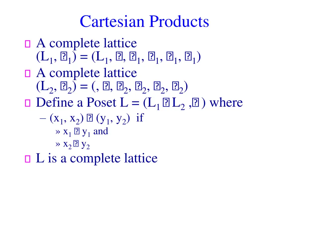 cartesian products a complete lattice