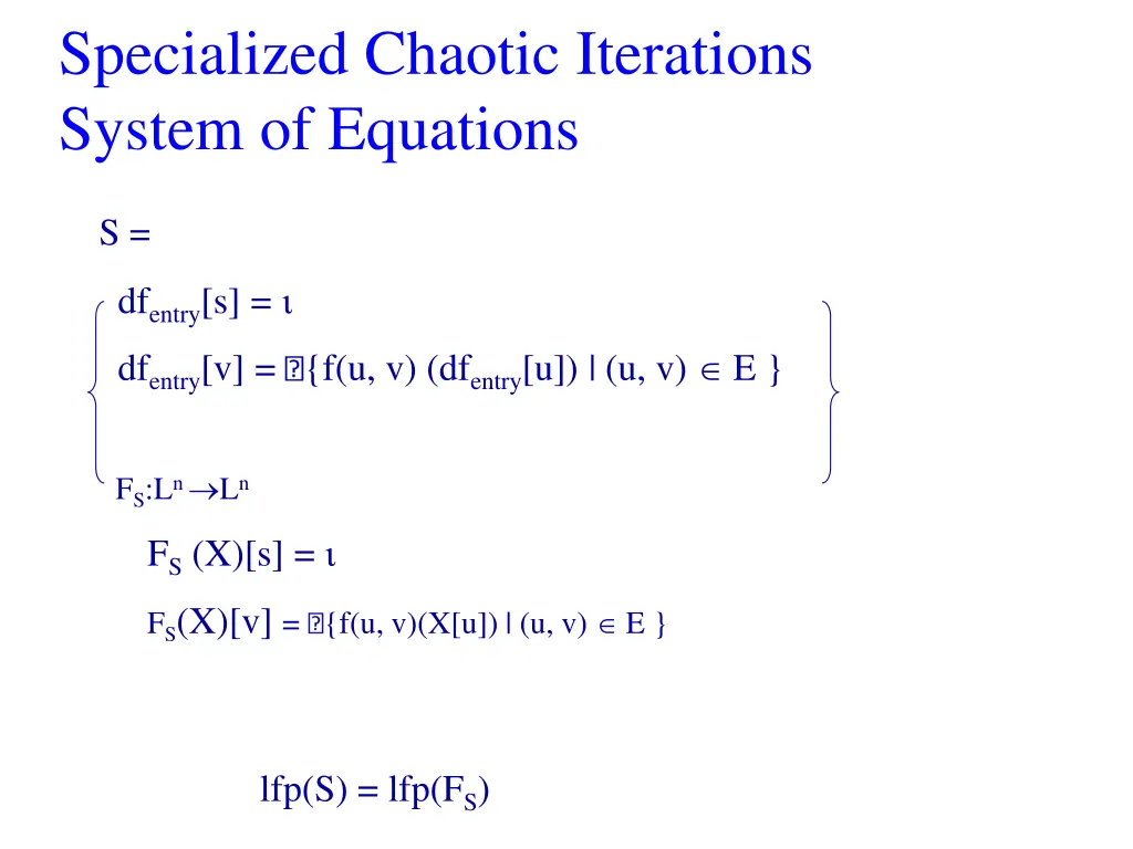 specialized chaotic iterations system of equations