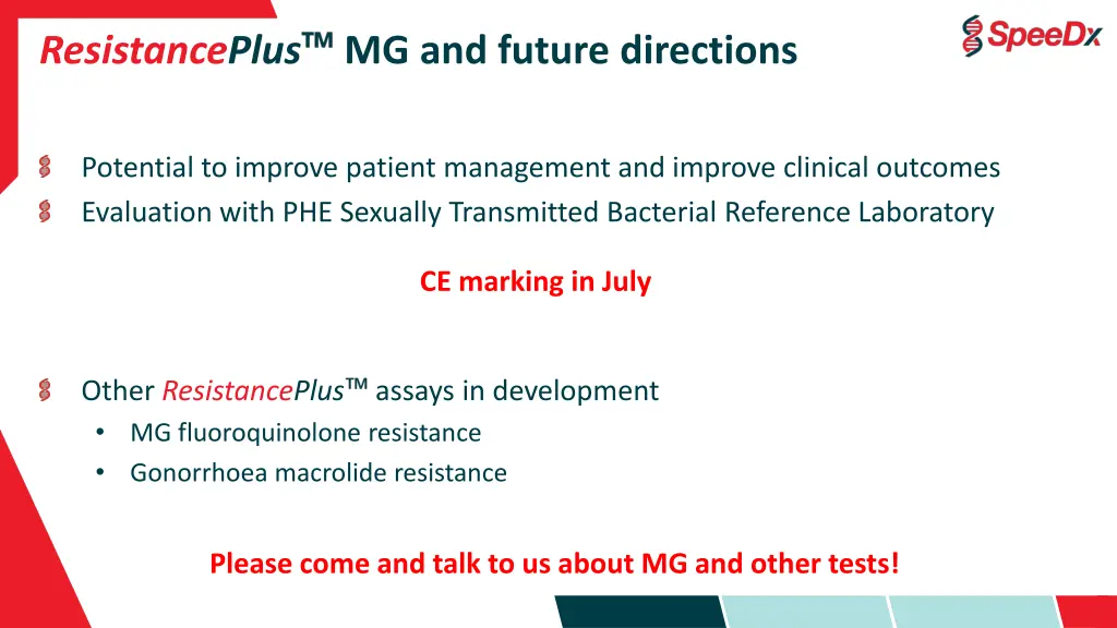 resistanceplus mg and future directions