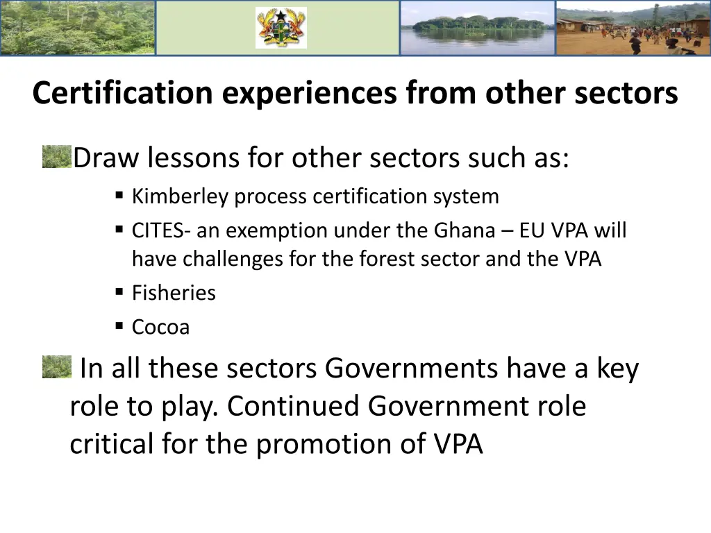 certification experiences from other sectors