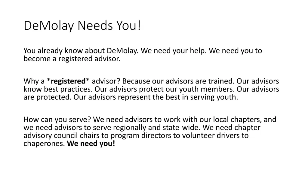 demolay needs you