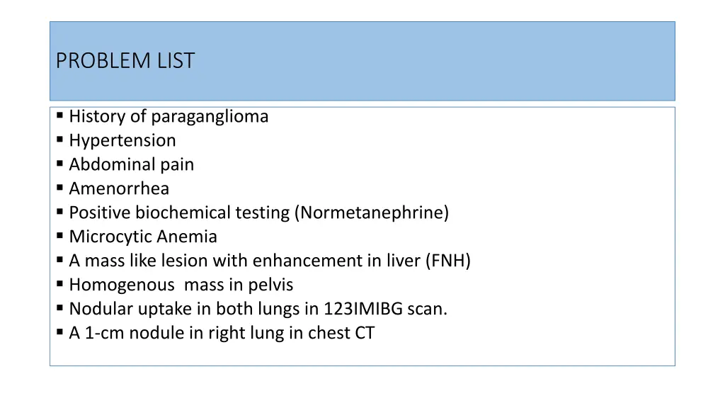 problem list