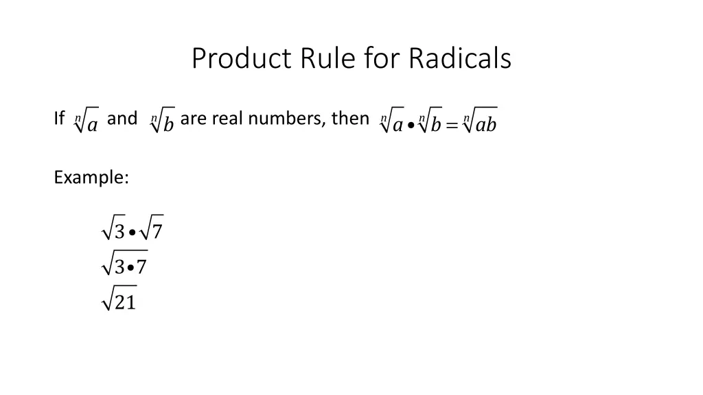 product rule for radicals