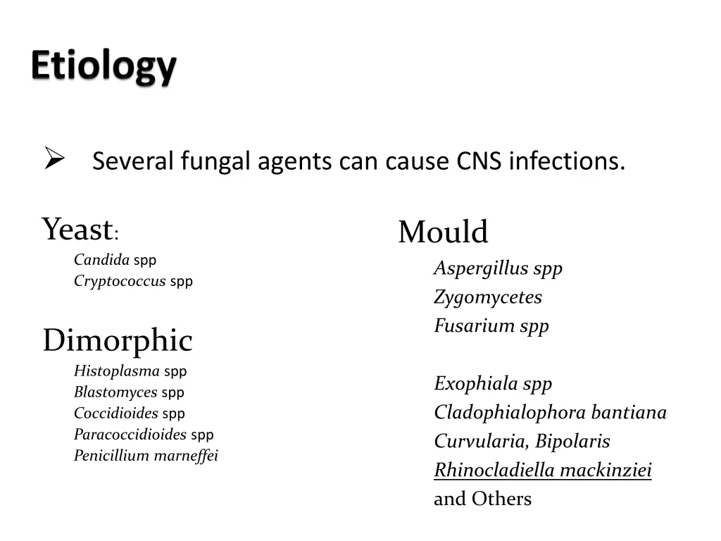 several fungal agents can cause cns infections