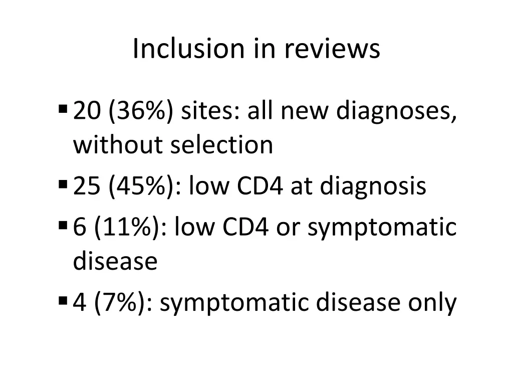 inclusion in reviews