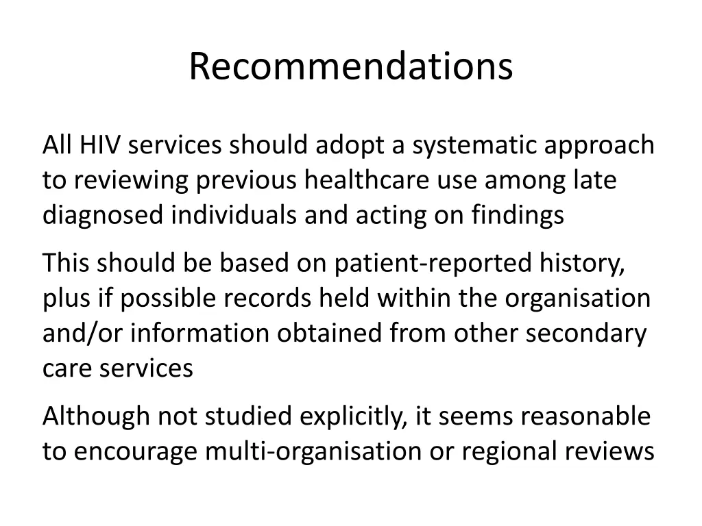 recommendations