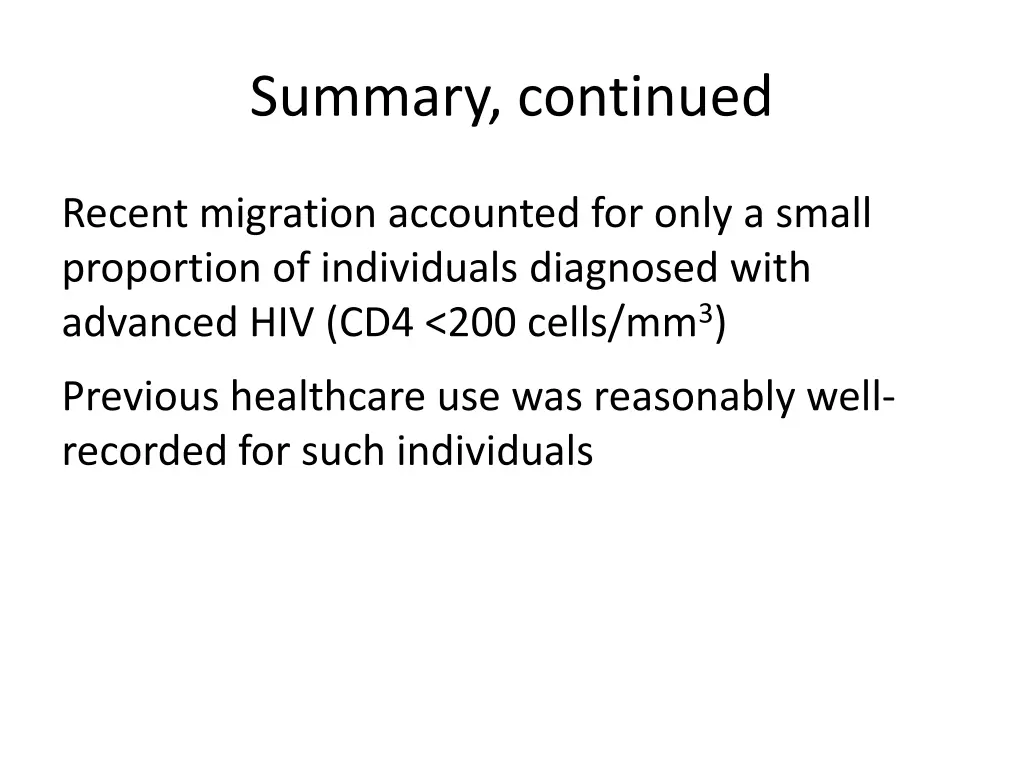 summary continued