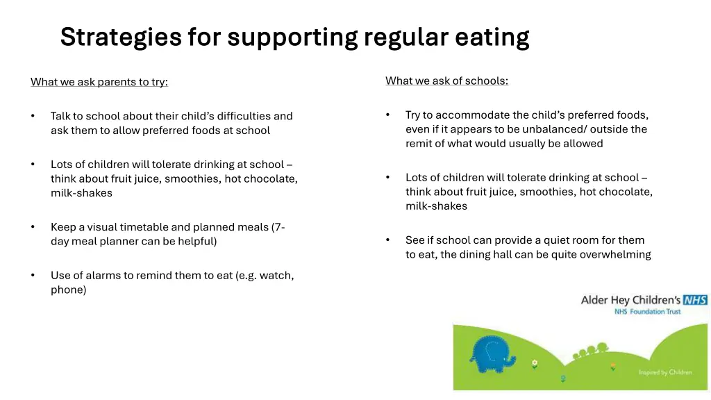strategies for supporting regular eating