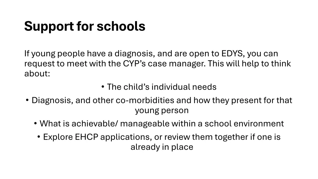 support for schools